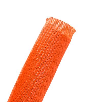 オレンジ色の噛みつき防止PET編組スリーブ