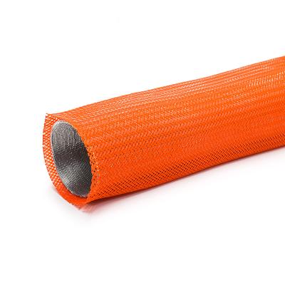 オレンジ色の噛みつき防止PET編組スリーブ